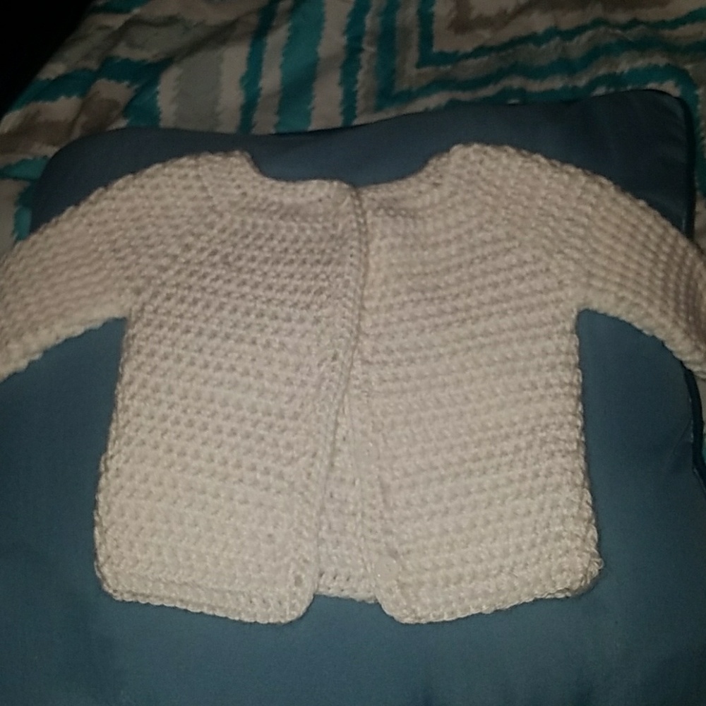 Knitted White baby sweater